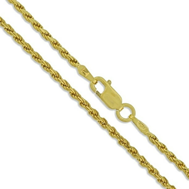 18K Gold over .925 Silver 1.7mm Italian Diamond Cut Twisted Rope Chain Anklet 